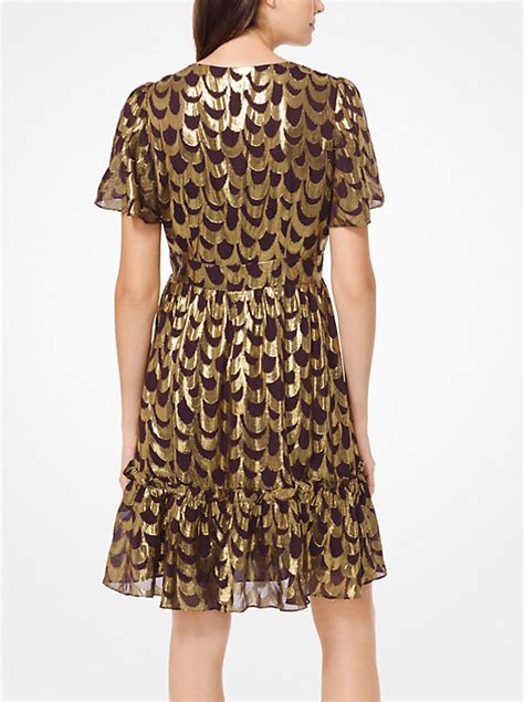 Scalloped Silk Jacquard Dress 